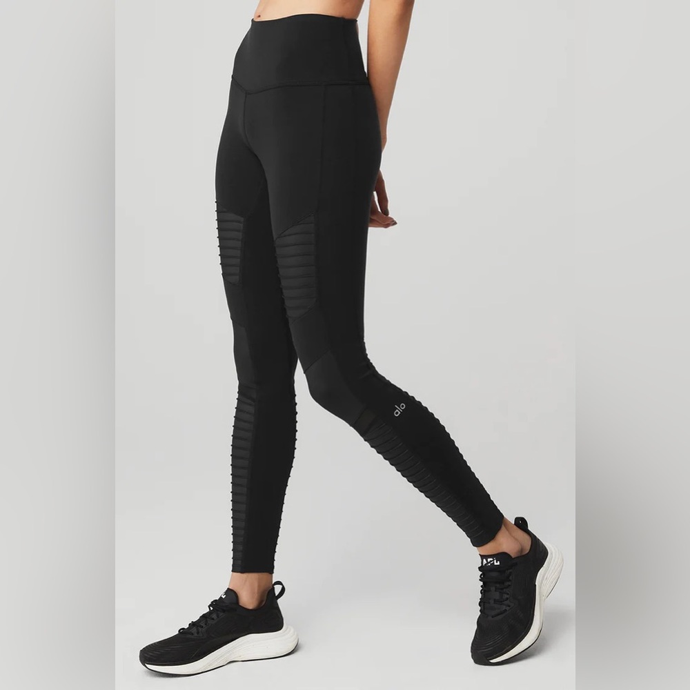 Alo High Waist Moto Leggings Black XS - Picture 2 of 6